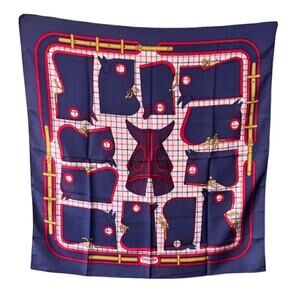 Hermes Paris Camails 100% Silk Scarf 90cm Square Red Blue Yellow in Box